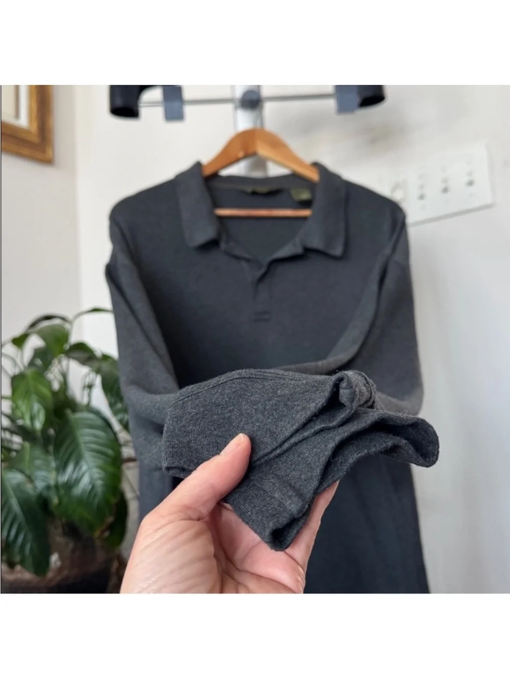 Orvis Signature Collection Polo Long Sleeve sweater Top Sz 2XL Gray Pima Cotton